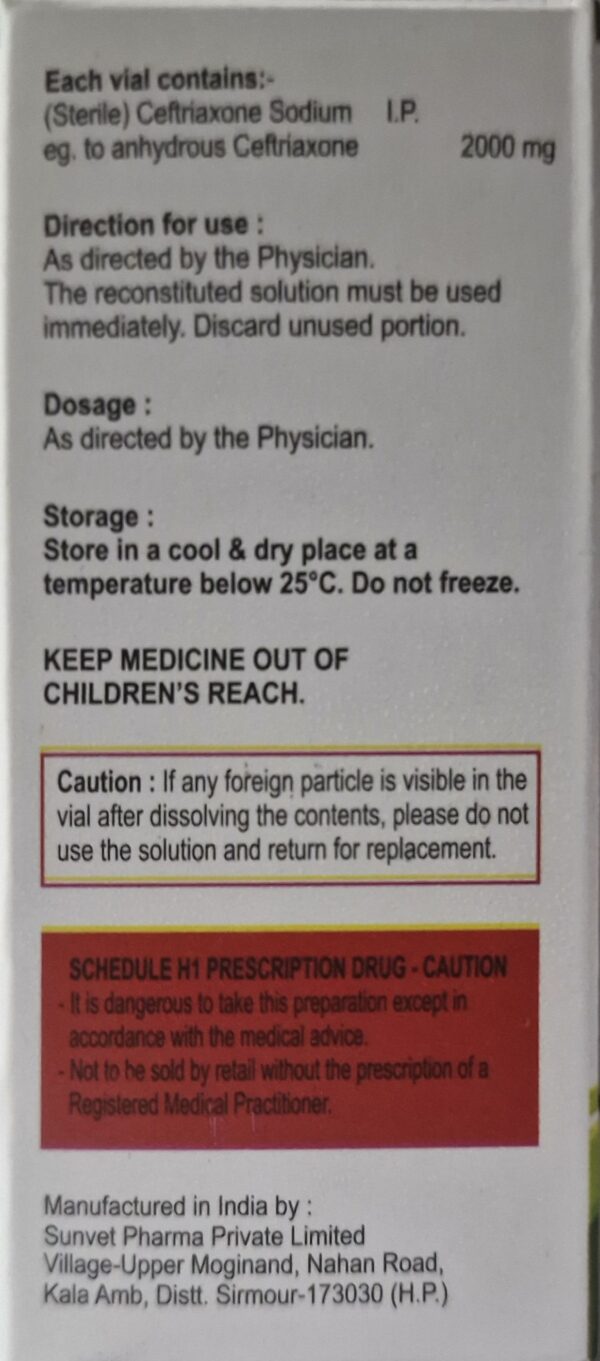 MSAFE-2GM (Ceftriaxone for Injection I.P. 2000 mg) - Image 3